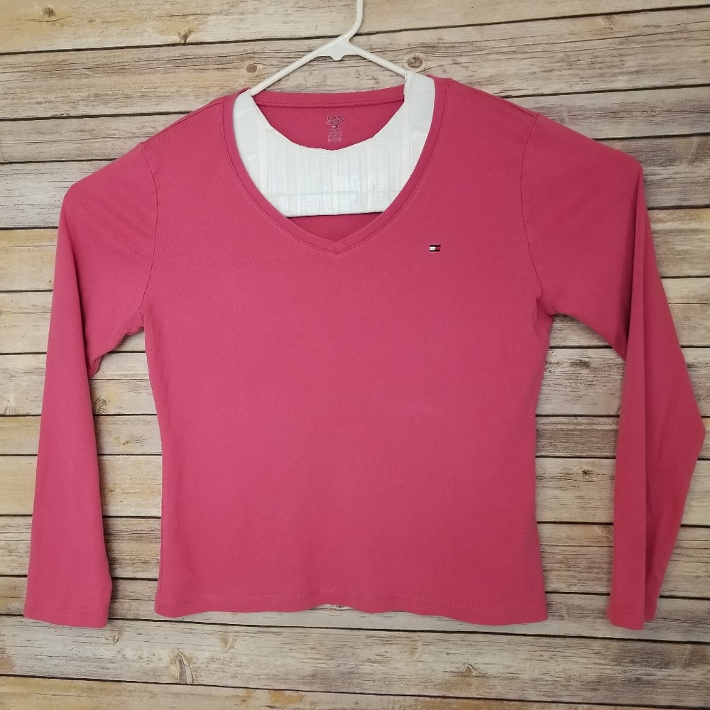 Tommy Hilfiger Women's Pink Long Sleeve Shirt XL